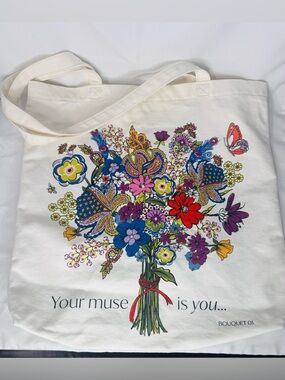 Vera Bradley Woodlark Tote Bag Bouquet No 1 Floral Canvas Shopper